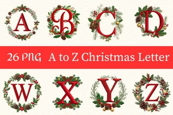 A to Z Christmas Letter PNG: Festive Illustrations