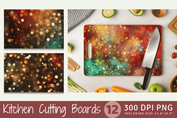 Christmas Bokeh and Glitter Cutting Boar Illustrations
