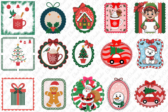Christmas Coquette Frame: Festive Illustrations