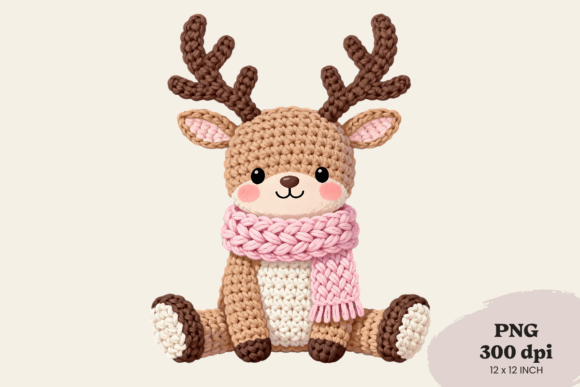 Christmas Crochet Reindeer PNG: Cozy Illustrations