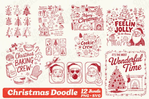 Christmas Doodles SVG Bundle: Festive Illustrations