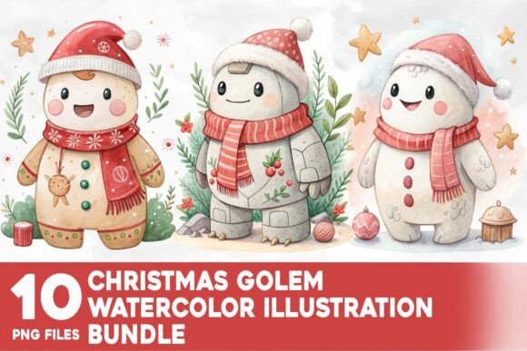 Christmas Golem Watercolor Bundle: Illustrations Review
