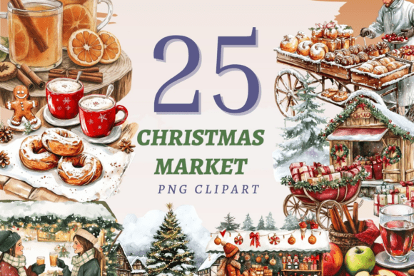 Christmas Market PNG Bundle: Festive Illustrations