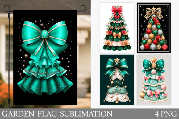 Christmas Tree Garden Flag Sublimation Illustrations