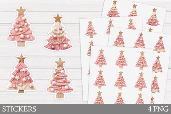 Crochet Christmas Tree Sticker: Warm Illustrations