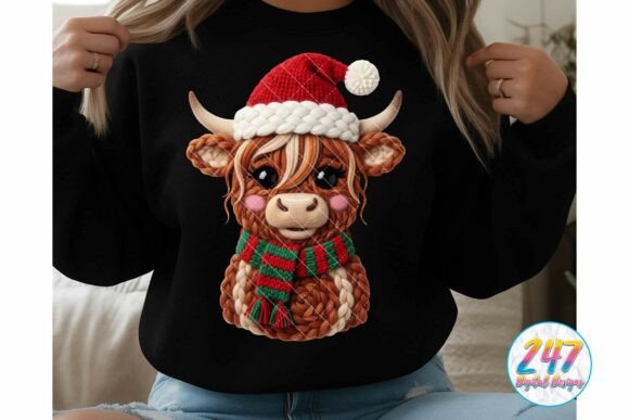 Crochet Yarn Christmas Highland Cow PNG Review