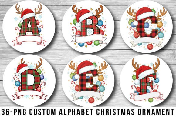 Custom Alphabet Christmas Ornament PNG: Festive Illustrations