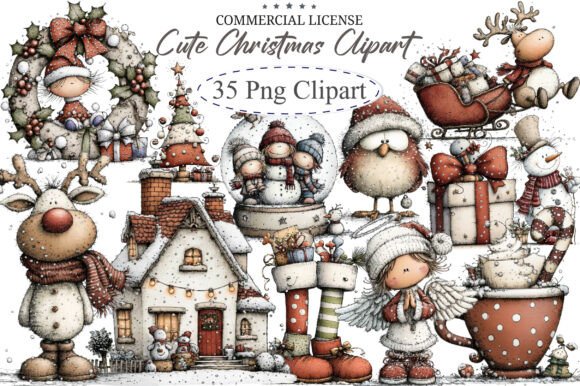 Cute Christmas Clip Art & Illustrations for Branding