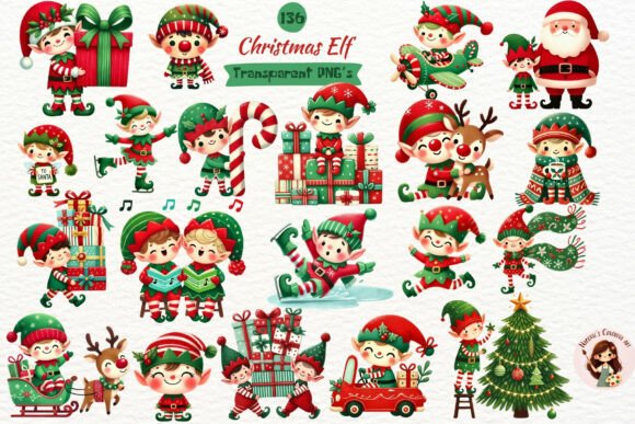 Cute Christmas Elves Clipart Bundle Review