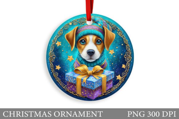Cute Dog Christmas Ornament Sublimation Illustrations