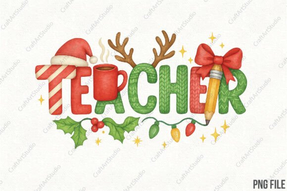 Festive Christmas Teacher PNG: Illustrations Review