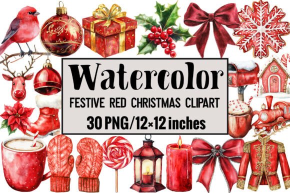 Festive Red Christmas Clipart: Essential Illustrations