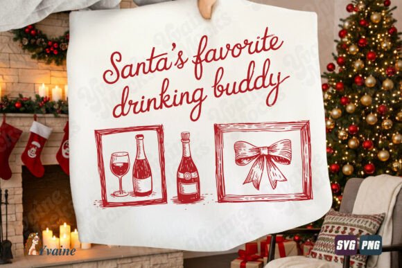 Funny Christmas SVG Santa Drinking Buddy Illustrations