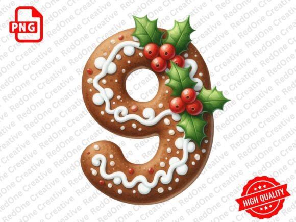 Gingerbread Christmas Numbers PNG: Festive Illustrations