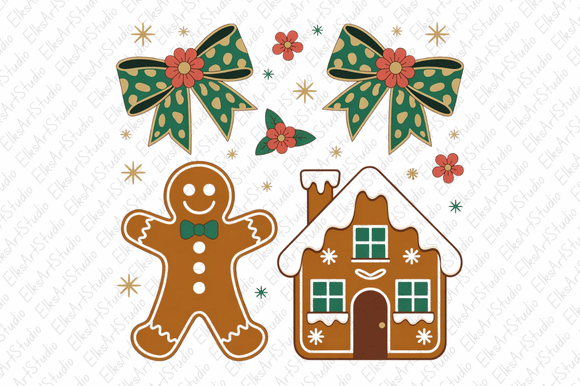 Gingerbread Png, Christmas Coquette Png: Illustrations