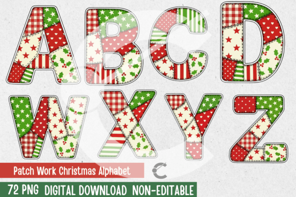 Patchwork Christmas Alphabet Bundle: Illustrations for Crafters