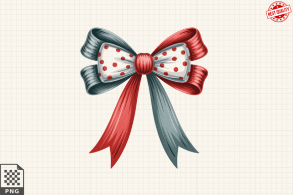 Preppy Christmas Coquette Bow Clipart Illustrations