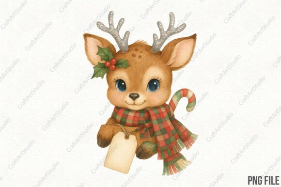 Reindeer Christmas Vintage Greeting PNG Review