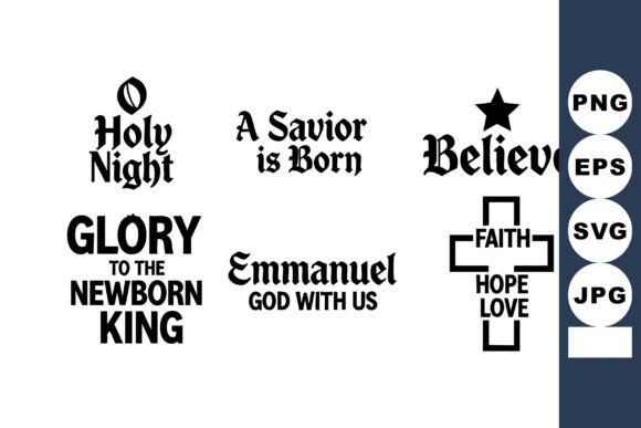 Religious Christmas Quotes Vector Illustrations