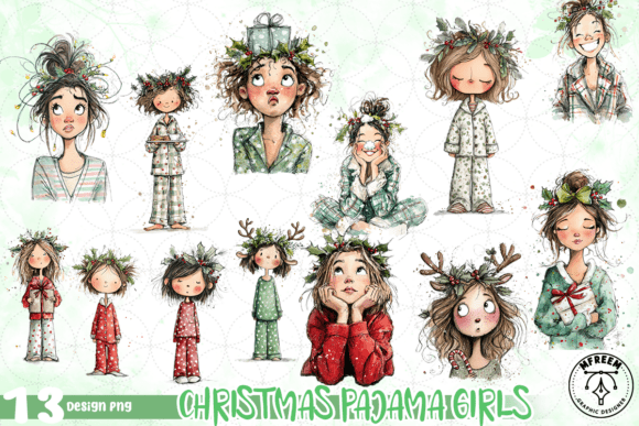 Review: Christmas Pajama Girls PNG Illustrations