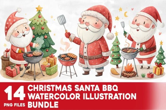 Review: Christmas Santa BBQ Watercolor Illustrations