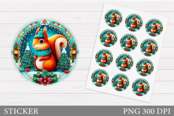 Review: Christmas Squirrel Sticker PNG Printable for Embroidery