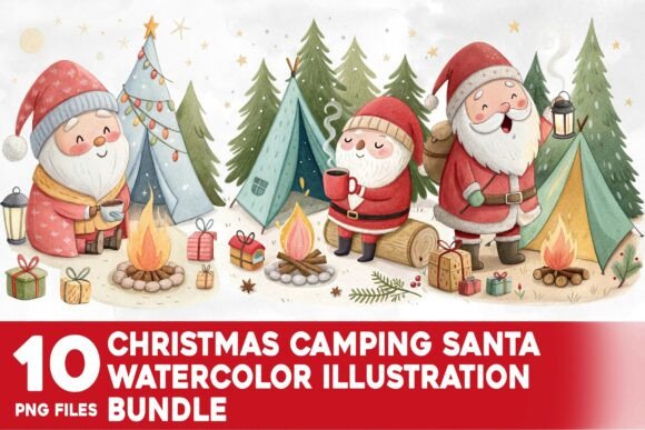 Reviewing Christmas Camping Santa Illustrations