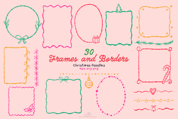 Reviewing Christmas Frames Borders Line Art Illustrations