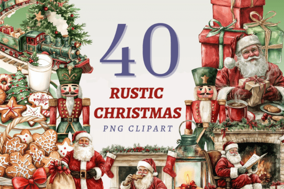 Rustic Christmas PNG Bundle: Editorial Illustrations