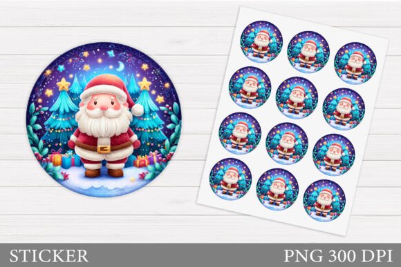 Santa Claus Sticker: Festive Illustrations for Branding