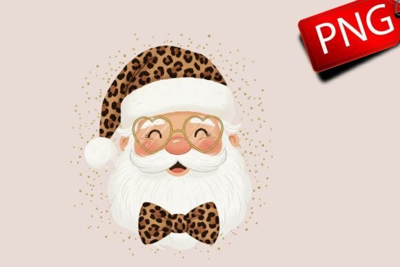 Santa Leopard Print PNG: Bold Christmas Illustrations