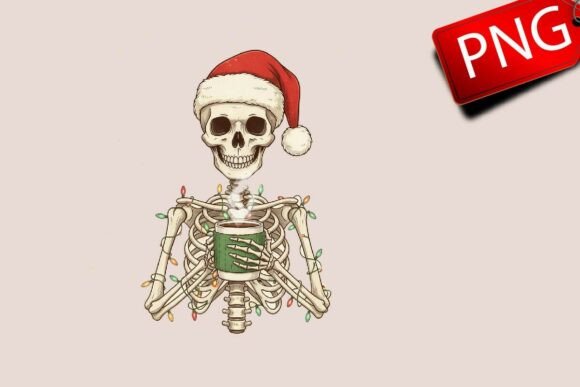 Skeleton Santa PNG: Festive Illustrations for Crafters