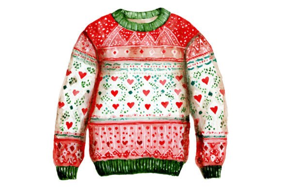 Ugly Christmas Hearts Sweater PNG: Illustrations Review
