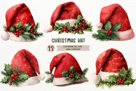 Watercolor Christmas Hat PNG Santa Review
