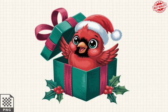 Watercolor Red Cardinal Christmas Clipar for Illustrations